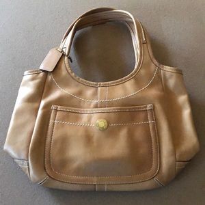 Tan leather coach shoulder bag